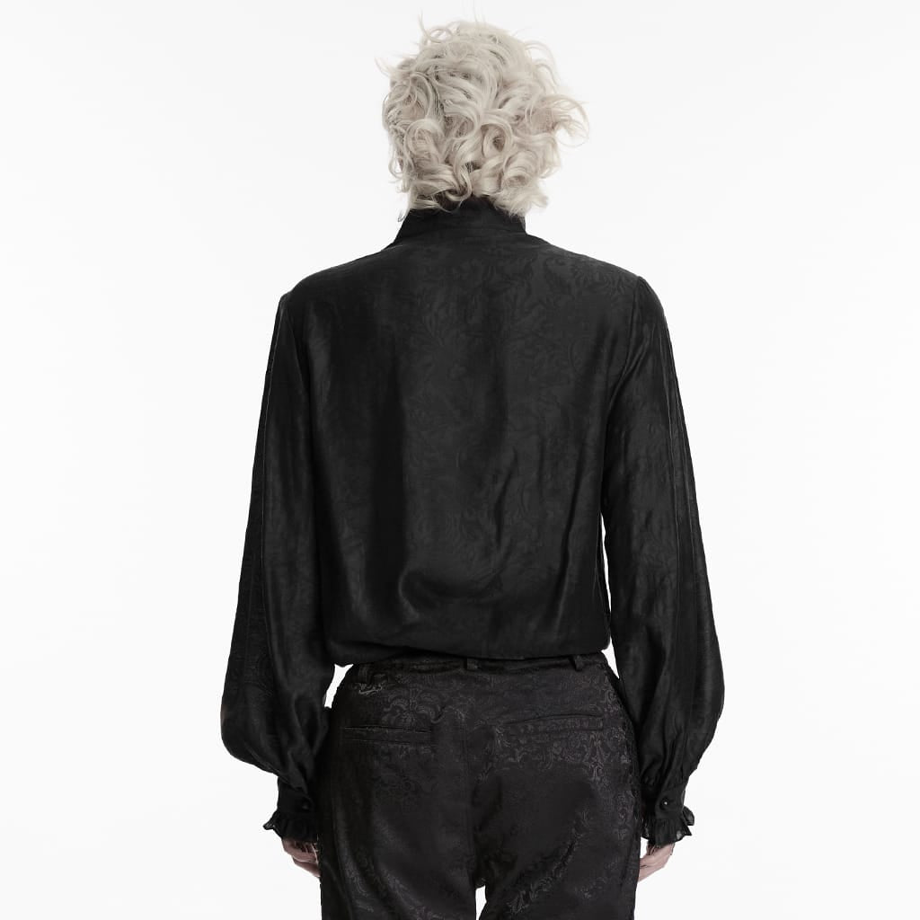 PUNK RAVE Men's Gothic Jacquard Layered Long Sleeved Shirt Black