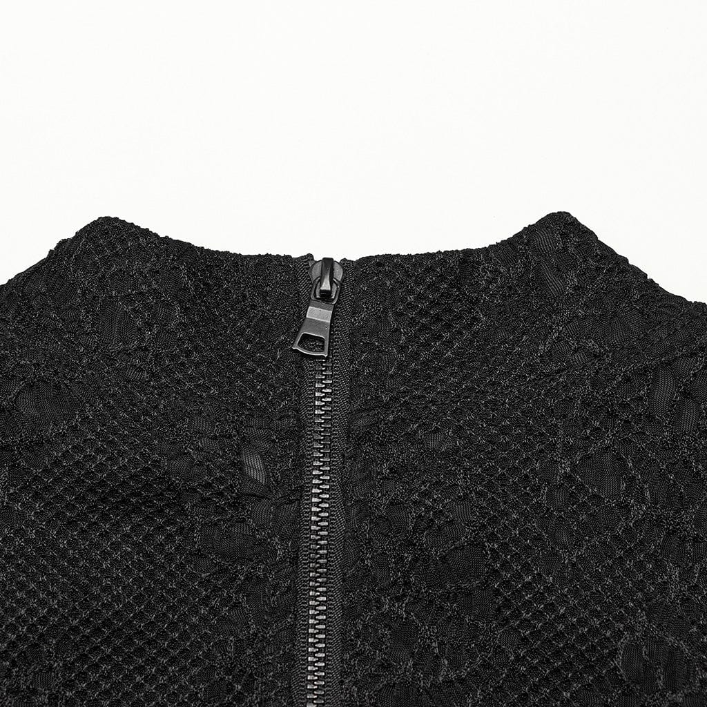 PUNK RAVE Men's Gothic Knitted Crew Neck Shirt