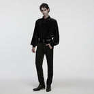 PUNK RAVE Men's Gothic Lace Embroidered Buckle-up Strap Pants