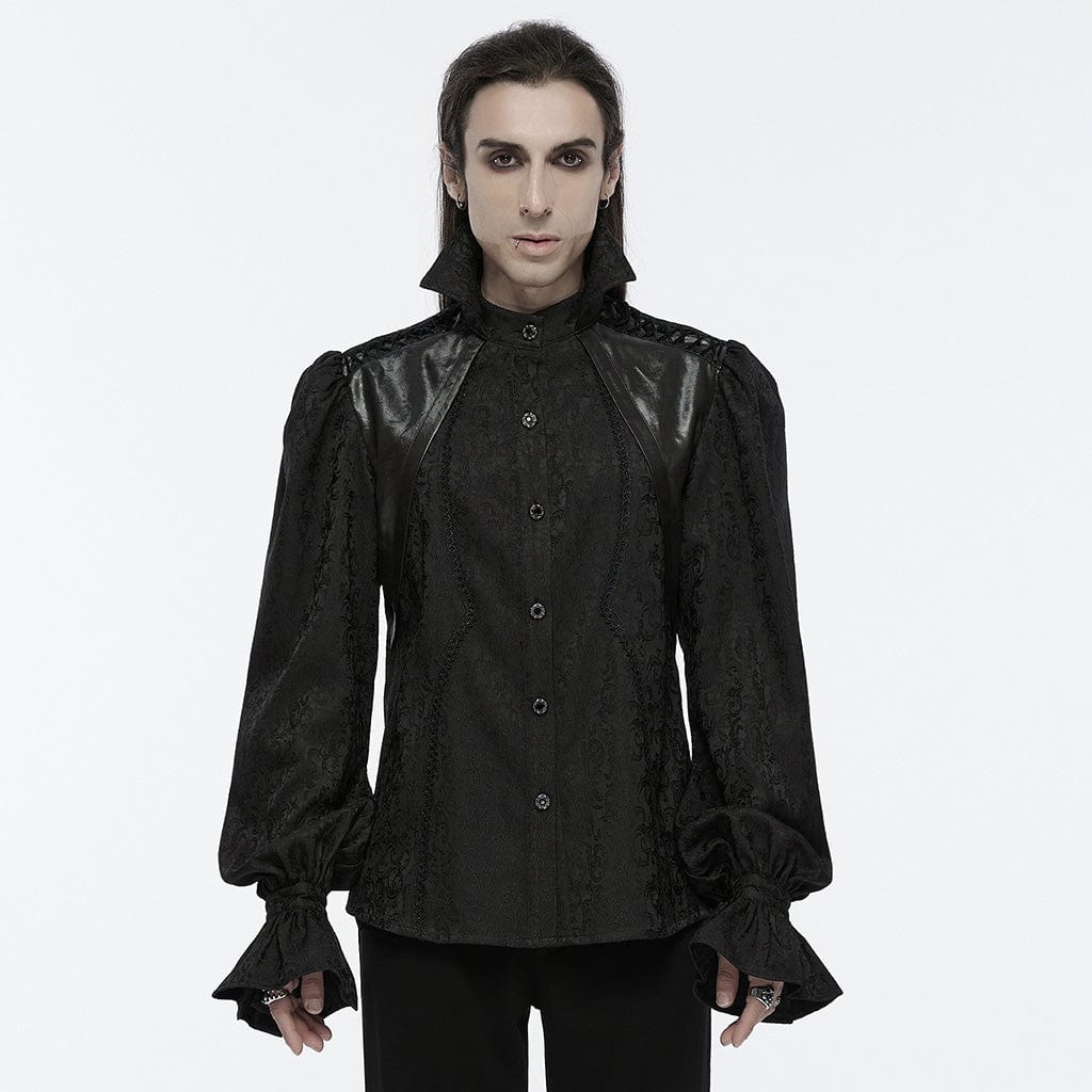 PUNK RAVE Men's Gothic Lace-up Bubble Sleeved Shirt