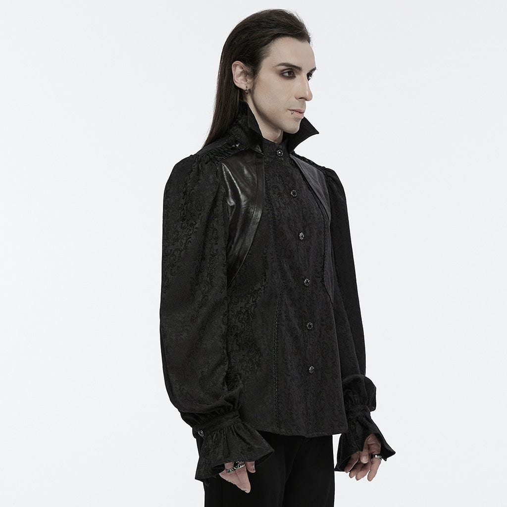 PUNK RAVE Men's Gothic Lace-up Bubble Sleeved Shirt