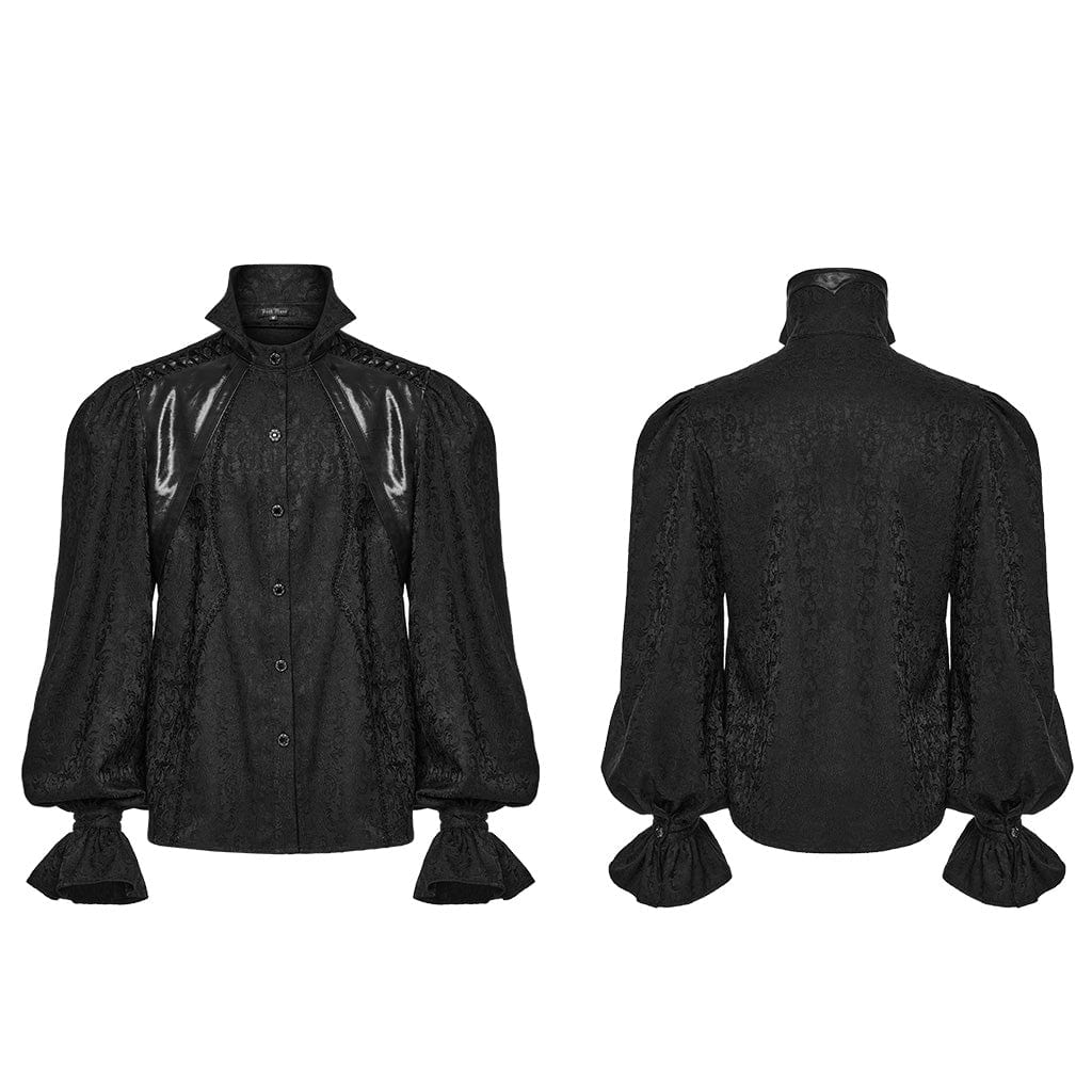 PUNK RAVE Men's Gothic Lace-up Bubble Sleeved Shirt