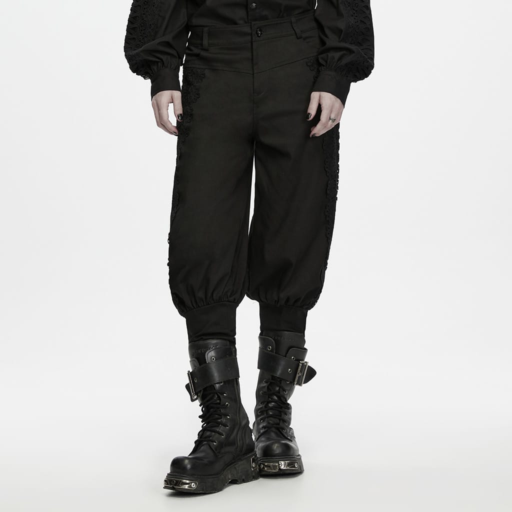 PUNK RAVE Men's Gothic Lace-up Cuffed Pants