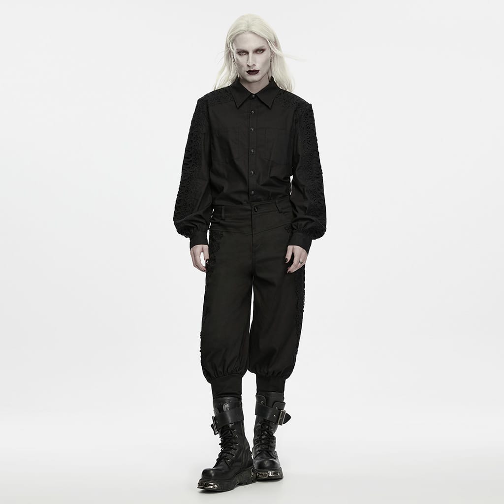 PUNK RAVE Men's Gothic Lace-up Cuffed Pants