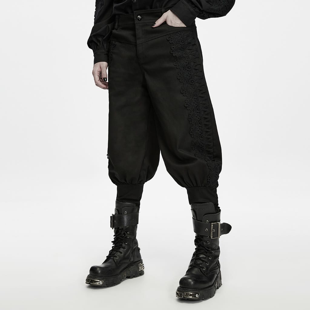 PUNK RAVE Men's Gothic Lace-up Cuffed Pants