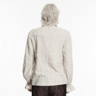 PUNK RAVE Men's Gothic Lace-up Distressed Turn-down Collar Shirt White