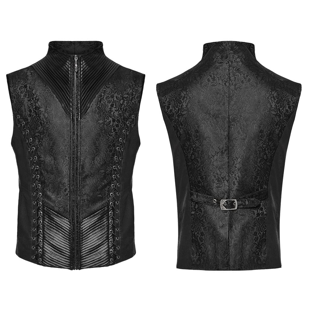 PUNK RAVE Men's Gothic Lace-up Eyelets Buckle-up Waistcoat