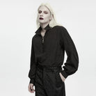 PUNK RAVE Men's Gothic Lace-up Pleated Collared Lantern Sleeve Shirt