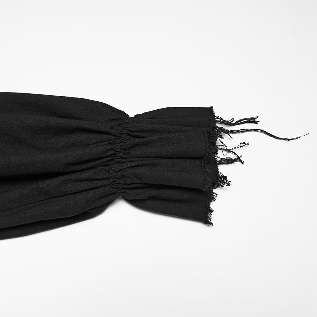 Camisa gótica de manga obispo con volantes y cordones para hombre PUNK RAVE, color negro.