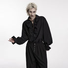 PUNK RAVE Men's Gothic Lace-up Ruffled Bishop Sleeved Shirt Black