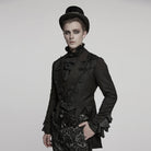 PUNK RAVE Men's Gothic Lapel Collar Frog Jacquard Coat