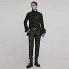 PUNK RAVE Men's Gothic Lapel Collar Frog Jacquard Coat