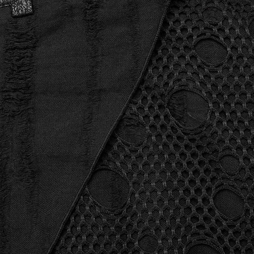 PUNK RAVE Herren Gothic Mesh Splice Unregelmäßiger langer Rock