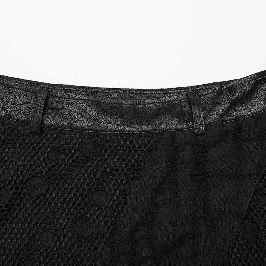 PUNK RAVE Herren Gothic Mesh Splice Unregelmäßiger langer Rock