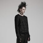PUNK RAVE Men's Gothic Mesh Splice Long Sleeve Shirt