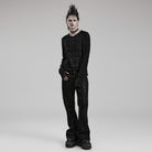 PUNK RAVE Men's Gothic Mesh Splice Long Sleeve Shirt