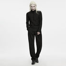 PUNK RAVE Men's Gothic Mock Neck Back Zipper Long Sleeve Top