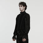 PUNK RAVE Men's Gothic Pleated Stand Collar Swallow-tailed Vest Black