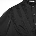 PUNK RAVE Men's Gothic Puff Sleeved Lace Splice Chiffon Shirt Black