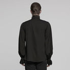 PUNK RAVE Men's Gothic Puff Sleeved Lace Splice Chiffon Shirt Black
