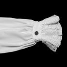 PUNK RAVE Men's Gothic Puff Sleeved Lace Splice Chiffon Shirt White