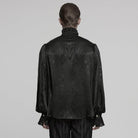 PUNK RAVE Men's Gothic Puff Sleeved Rose Ruffled Shirt Black