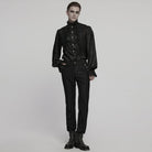 PUNK RAVE Men's Gothic Puff Sleeved Rose Ruffled Shirt Black