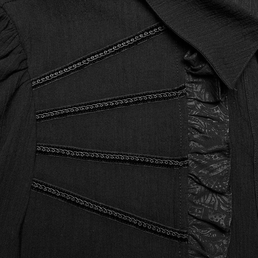 PUNK RAVE Men's Gothic Puff Sleeved Ruffled Shirt