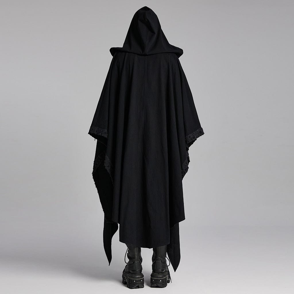 PUNK RAVE Men's Gothic Ripped Coat with Hood