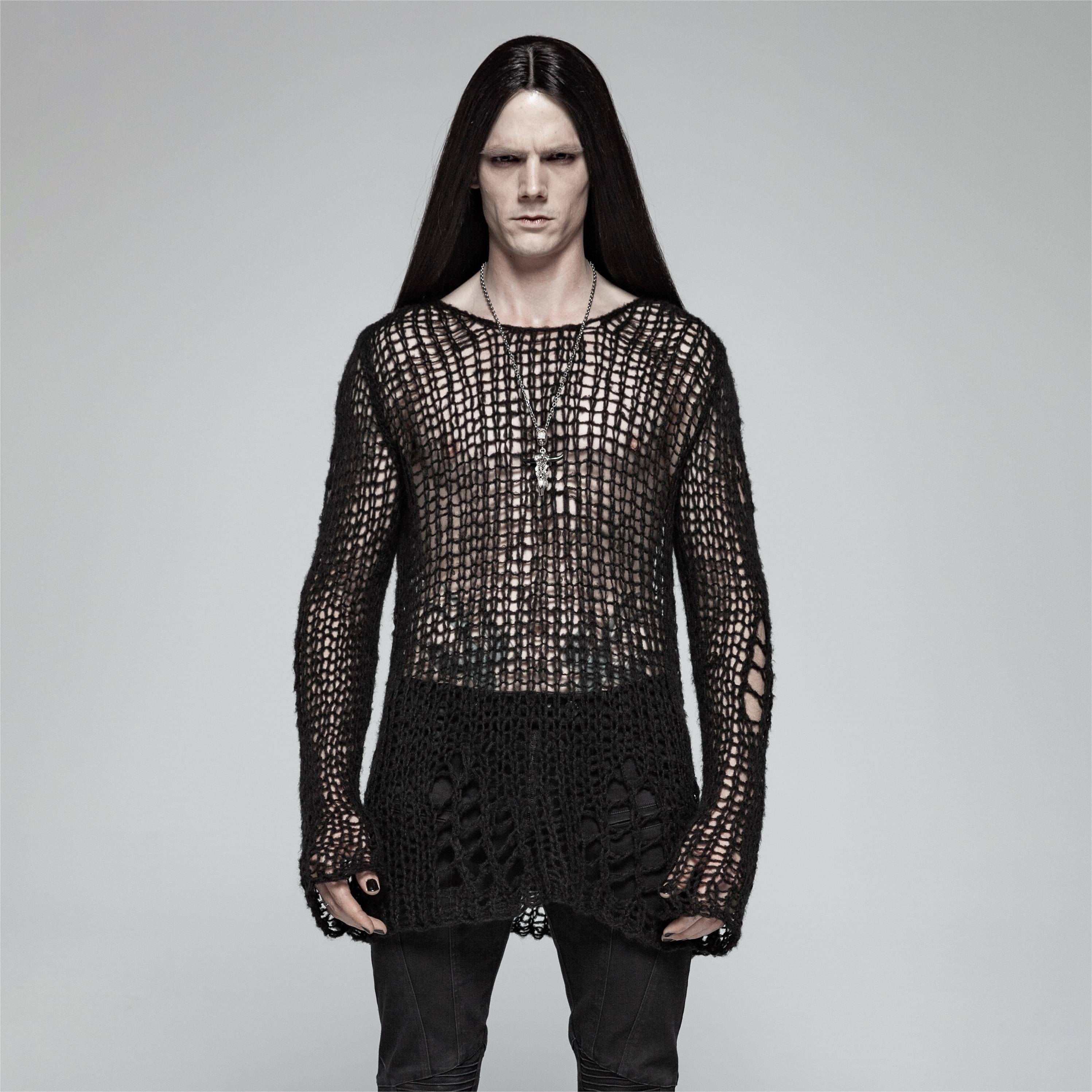 Ripped Goth Rights Men's Gothic Ripped Knitted Top – Punk Design