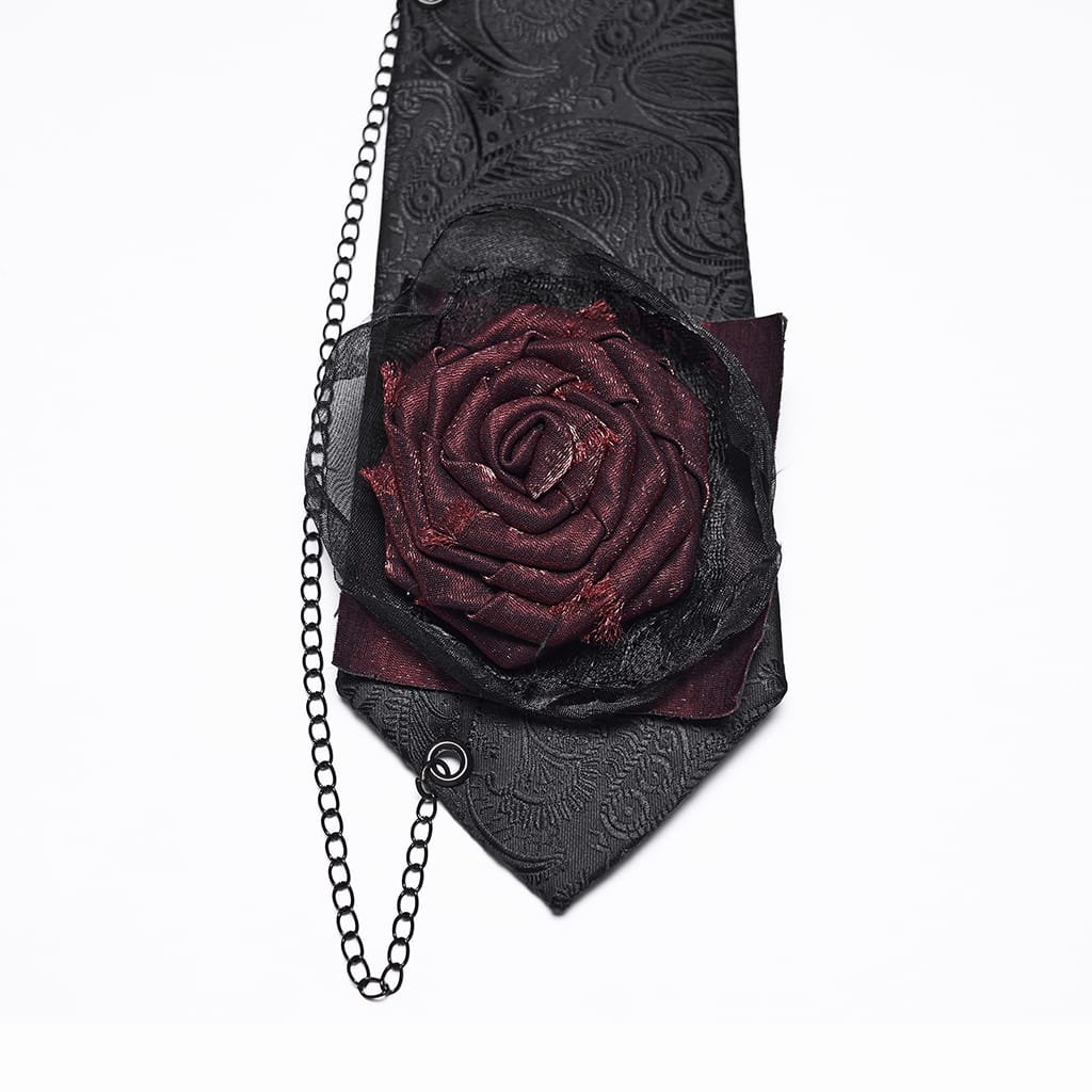 PUNK RAVE Men's Gothic Rose Chained Tie