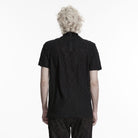 PUNK RAVE Men's Gothic Ruched Turtleneck Short Sleeved Top