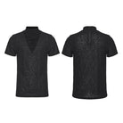 PUNK RAVE Men's Gothic Ruched Turtleneck Short Sleeved Top