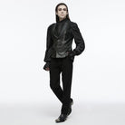 PUNK RAVE Men's Gothic Ruffled Buckle-up Waistcoat