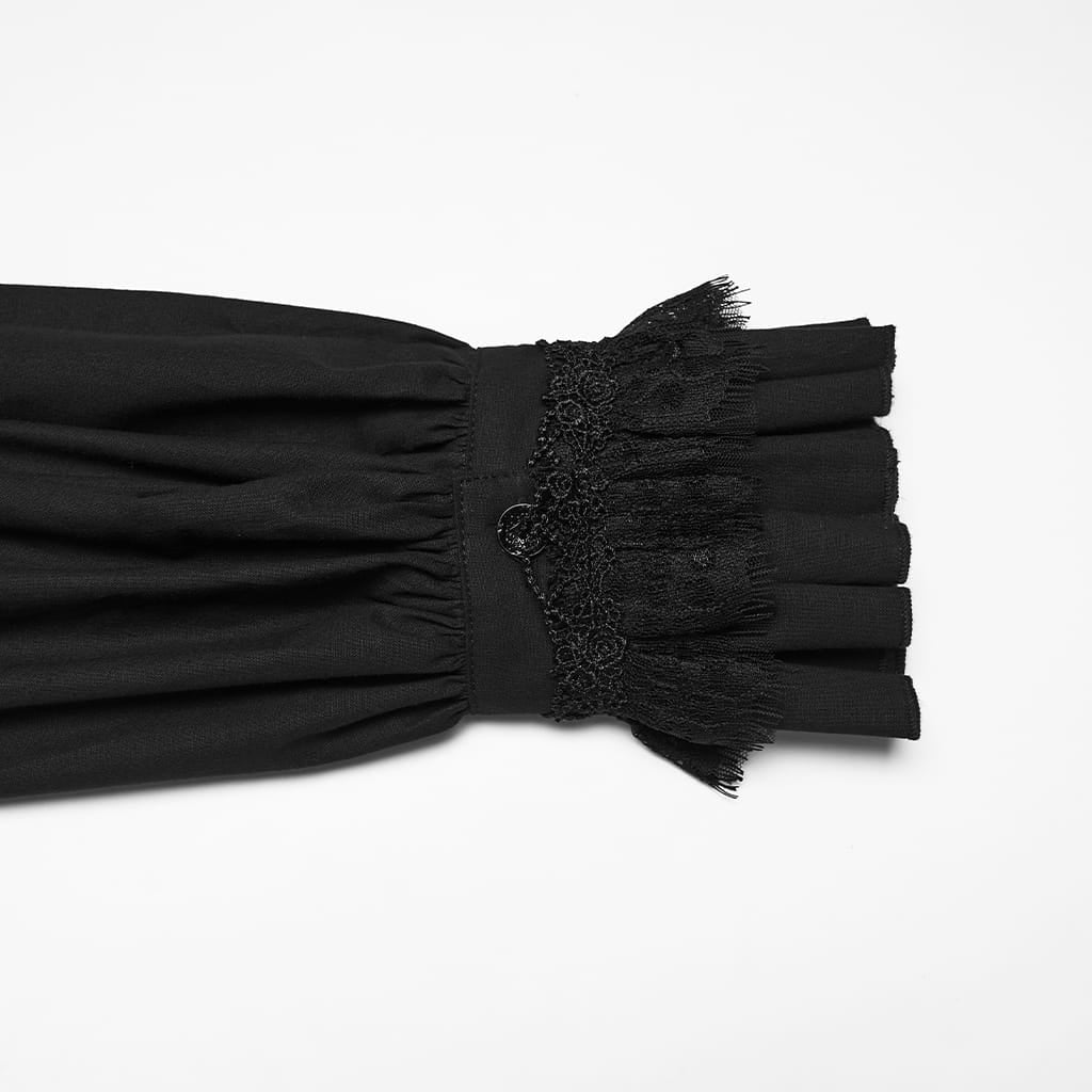 Camicia da uomo PUNK RAVE gotica con colletto alto e maniche lunghe a sbuffo