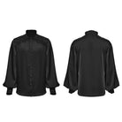 PUNK RAVE Men's Gothic Sequin Beaded Lace Applique Lantern Sleeve Shirt