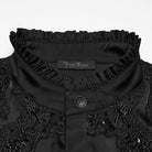 PUNK RAVE Men's Gothic Sequin Beaded Lace Applique Lantern Sleeve Shirt