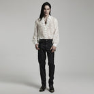 PUNK RAVE Men's Gothic Sheer Chomper Velvet Shirt