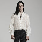 PUNK RAVE Men's Gothic Sheer Chomper Velvet Shirt