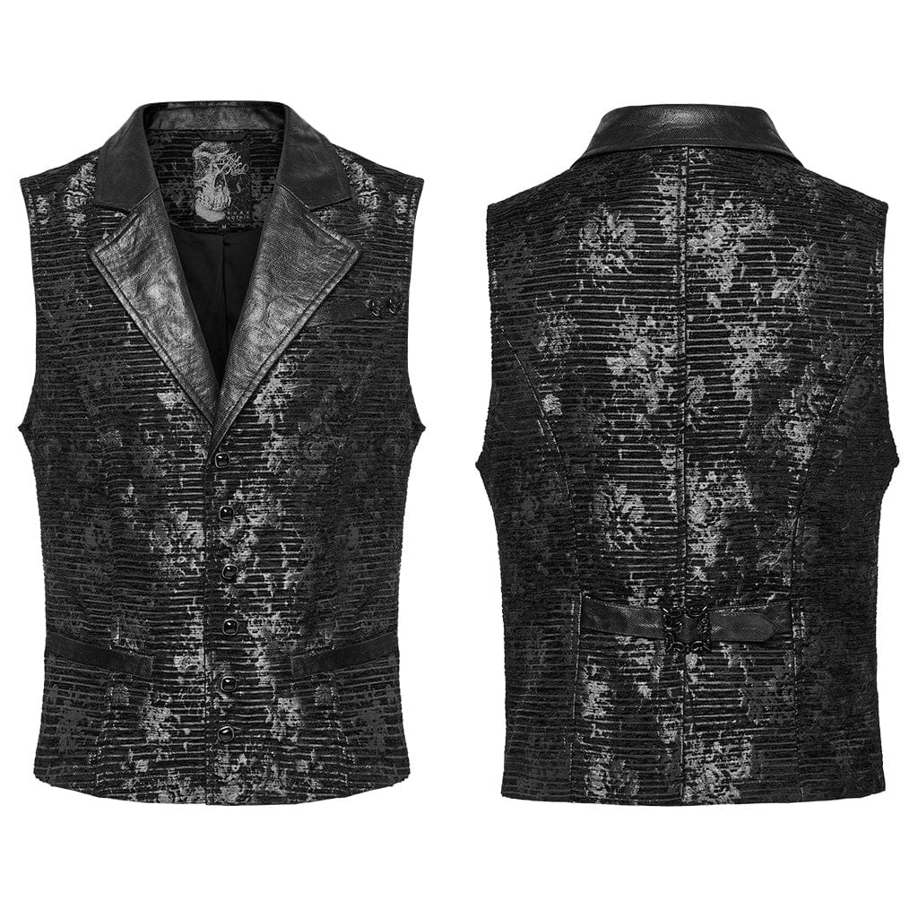 PUNK RAVE Men's Gothic Skull Buckle-up Waistcoat