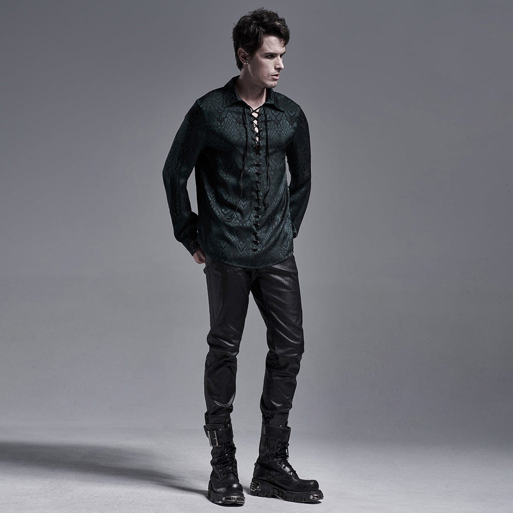 PUNK RAVE Men's Gothic Snakeskin Strappy Shirts