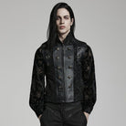 PUNK RAVE Men's Gothic Stand Collar Embossed Vest