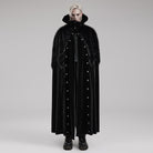 PUNK RAVE Men's Gothic Stand Collar Irregular Plush Splicing Cloak
