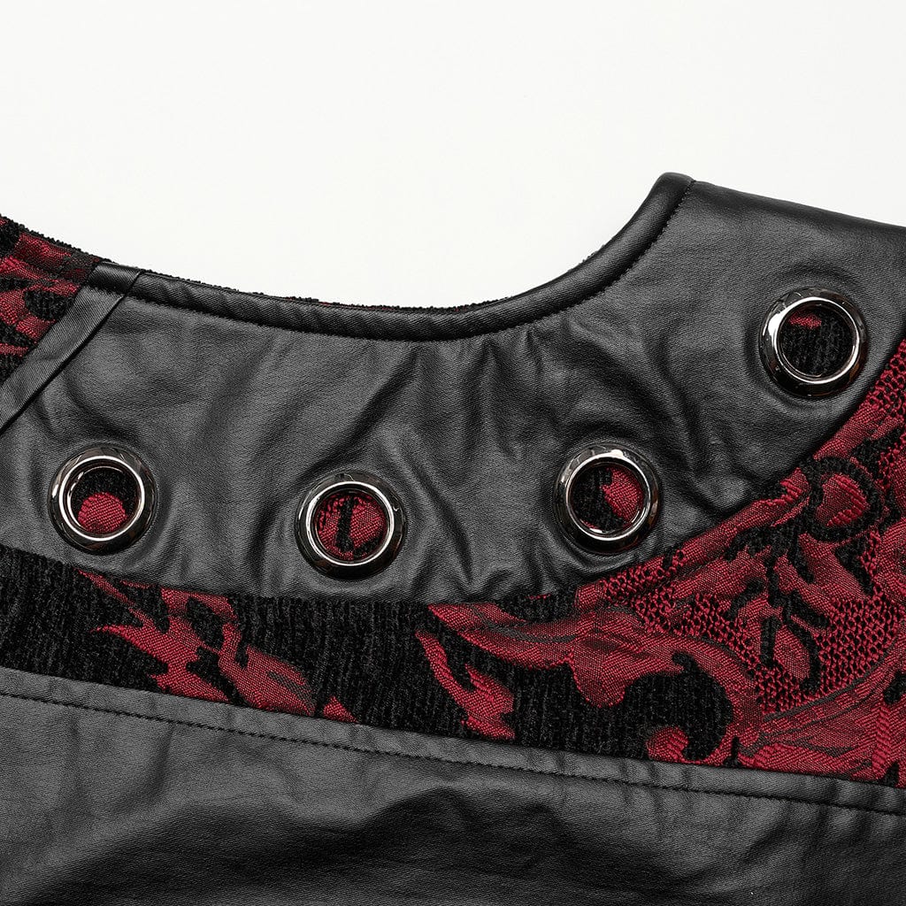 PUNK RAVE Men's Gothic Stand Collar Jacquard Splice Vest