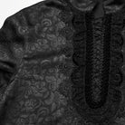 PUNK RAVE Men's Gothic Stand Collar Plunging Rose Shirt Black