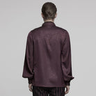 PUNK RAVE Men's Gothic Stand Collar Plunging Rose Shirt Red