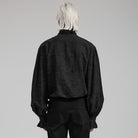 PUNK RAVE Men's Gothic Stand Collar Puff Sleeved Jacquard Shirt with Necktie