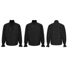 PUNK RAVE Men's Gothic Stand Collar Puff Sleeved Jacquard Shirt with Necktie