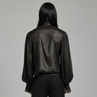 PUNK RAVE Men's Gothic Stand Collar Puff Sleeved Ruffled Shirt