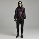 PUNK RAVE Men's Gothic Stand Collar Puff Sleeved Ruffled Shirt